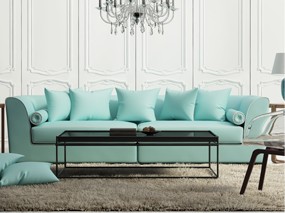 Blue Suede Sofa